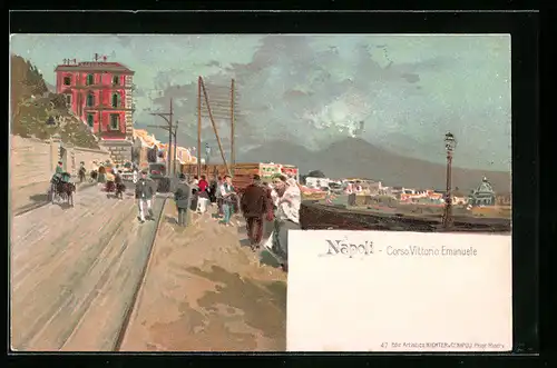 Künstler-AK Napoli, Corso Vittorio Emanuele