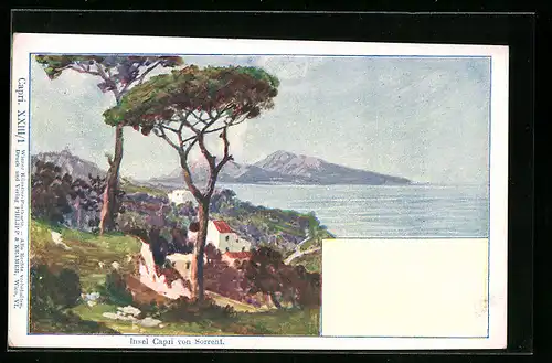 Künstler-AK Capri, Die Insel von Sorrent aus gesehen