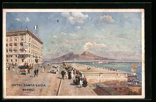 Künstler-AK Napoli, Hotel Santa Lucia