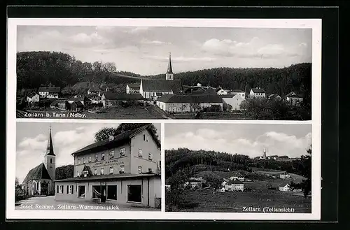 AK Zeilarn-Wurmannsquick b. Tann, Ortspartie mit Geschäft von Josef Renner, Teilansicht, Gesamtansicht