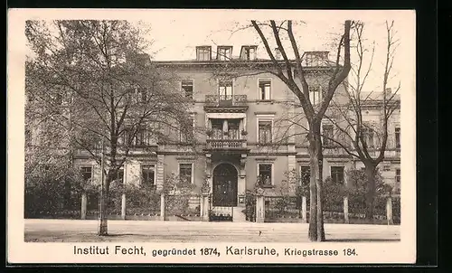 AK Karlsruhe, Institut Fecht gegründet 1874, Kriegstrasse 184