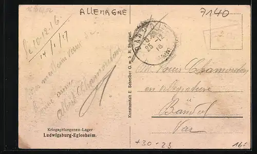 AK Ludwigsburg-Eglosheim, Kriegsgefangenenlager