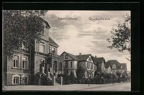 AK Quakenbrück, Bahnhofstrasse mit Bahnhofs-Hotel