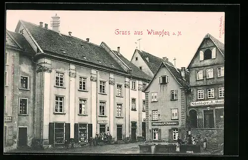 AK Wimpfen a. N., Strassenpartie mit Gasthaus von W. Maisenhälder und Geschäften