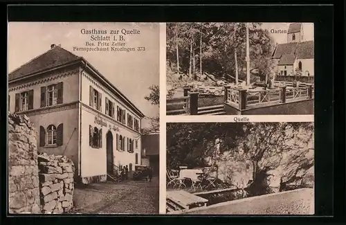 AK Schlatt i. B., Gasthaus zur Quelle, Bes.: Fritz Zeller