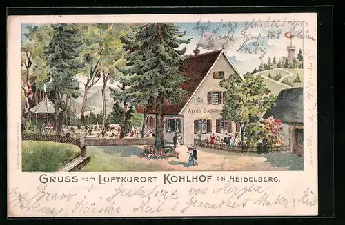 AK Kohlhof, Altes Gasthaus mit Garten