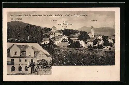 AK Schönberg am Kapellenberg, Schloss, Hotel zum Deutschen Haus, Kirche