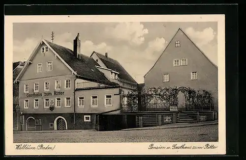 AK Walldürn /Baden, Pension u. Gasthaus zum Ritter mit Strassenpartie