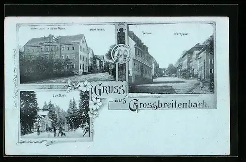 AK Grossbreitenbach, Hotel zum wilden Mann, Marktplatz, Rathaus