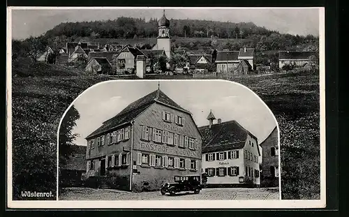 AK Wüstenrot, Gasthof zum Löwen, Panorama