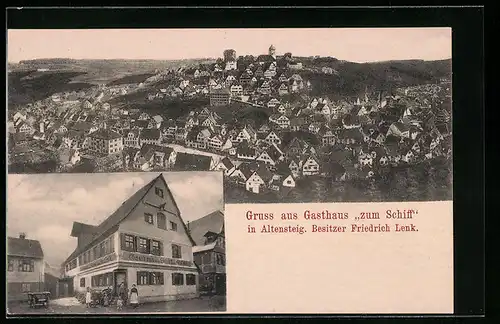 AK Altensteig, Gasthaus zum Schiff von Friedrich Lenk, Gesamtansicht