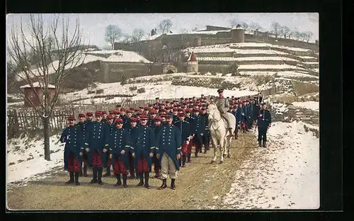 AK Hohenasperg, Kriegsgefangenenlager, Kriegsgefangene beim Marsch im Winter