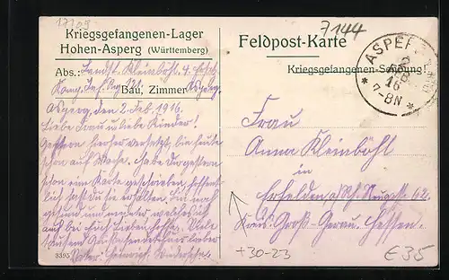 AK Hohenasperg, Kriegsgefangenenlager, Kriegsgefangene beim Marsch im Winter