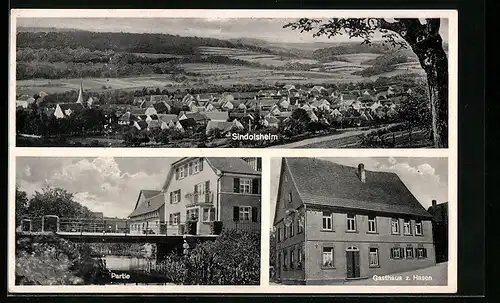 AK Sindolsheim, Gasthaus z. Hasen, Flusspartie