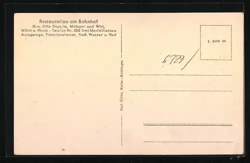 AK Wörth am Rhein, Restauration am Bahnhof
