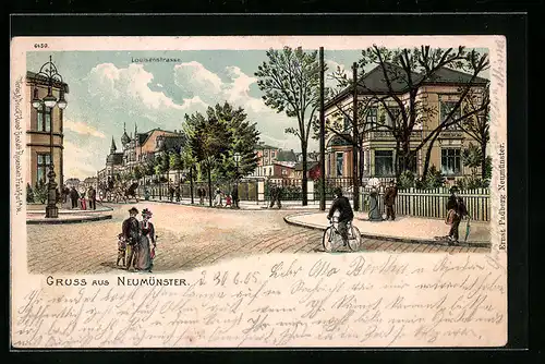 Lithographie Neumünster, Blick auf die Luisenstrasse