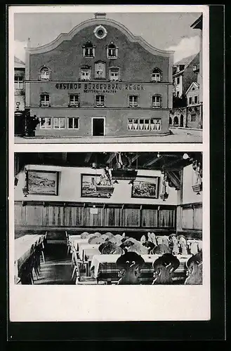AK Regen /Bay., Gasthof Bürgerbräu J. B. Falter, Strassen- und Innenansicht