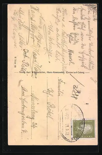 AK Flachslanden, Strassenpartie im Ort, Kirchturm