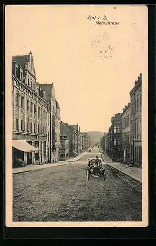 AK Hof i. B., Auto auf der Marienstrasse
