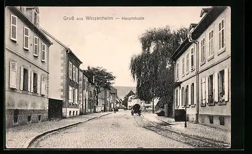 AK Winzenheim, Hauptstrasse mit Bäumen