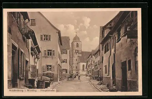 AK Waldenburg i. Württbg., Hauptstrasse mit Geschäft