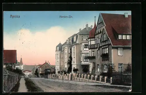AK Apolda, Herder-Strasse mit Bäumen