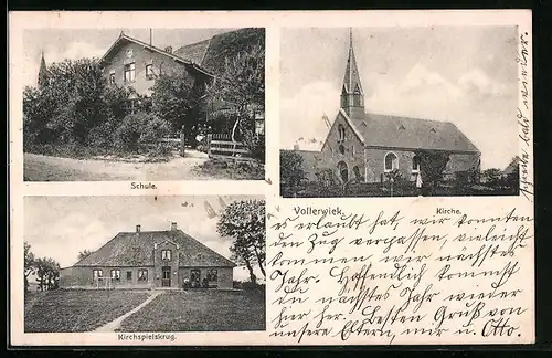 AK Vollerwiek, Kirche, Schule, Kirchspielskrug