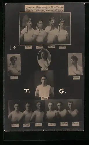 AK Esslingen, Geräte-Wettkampf im Kunstturnen gegen Arbon (Schweiz), Turner-Portraits
