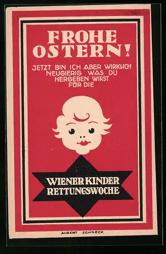 AK Wien, Spendenaufruf Kinder-Rettungswoche des Wiener Jugendhilfswerks, Ostergruss