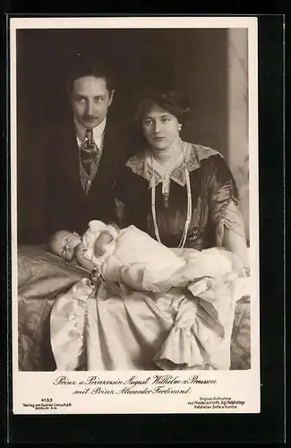 AK Prinz u. Prinzessin August Wilhelm von Preussen mit Prinz Alexander Ferdinand, AK-Reklame