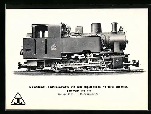 AK D-Nassdampf-Tenderlokomotive mit zahnradgetriebener vorderer Endachse, Jung Lokomotivfabrik GmbH