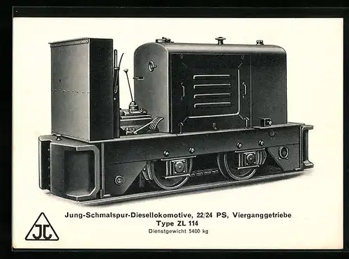 AK Jung-Schmalspur-Diesellokomotive mit Vierganggetriebe, Type ZL 114