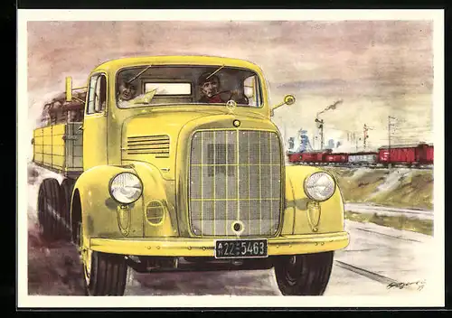 AK Lastkraftwagen Typ L 3500 von Mercedes-Benz unterwegs