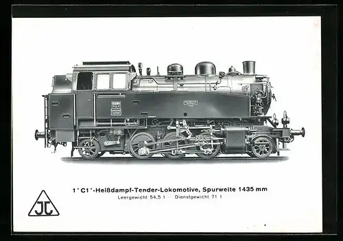 AK 1` C1`-Heissdampf-Tenderlokomotive der Firma Jung, Leergewicht 54,5 t