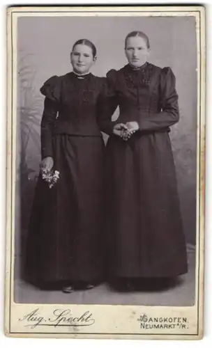 Fotografie Aug. Specht, Gangkofen, Portrait zwei schöne junge Frauen in eleganten Kleidern