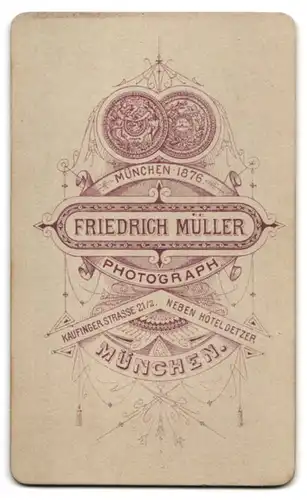 Fotografie Friedrich Müller, München, Kaufingerstr. 21 /2, Portrait stattlicher Herr mit Vollbart und Brille