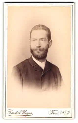 Fotografie Gustav Unger, Forst / N.-L., Berlinerstr. 25, Portrait stattlicher Herr mit Vollbart im Jackett