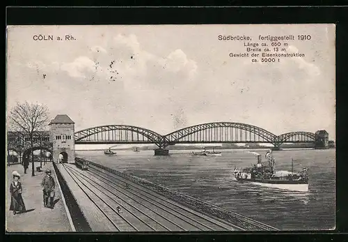 AK Köln-Neustadt, Blick zur Südbrücke