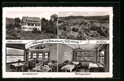 AK Wilhelmsfeld bei Heidelberg, Café-Restaurant Talblick, Totale der Ortschaft