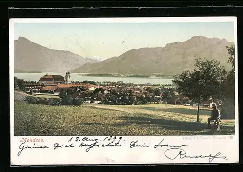 AK Mondsee, Ortspartie am Seeufer