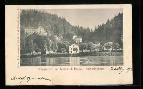 AK Linz a. D., Calvarienberg mit Kirche St. Margarethen