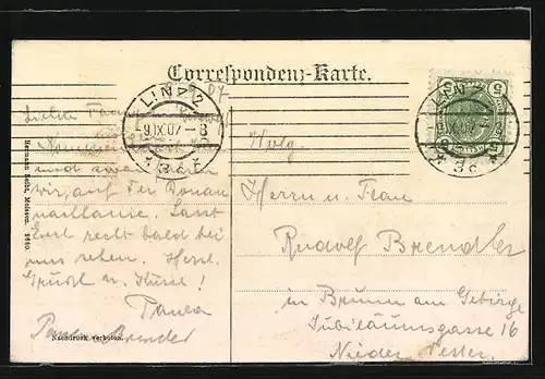 AK Linz a. D., Franz Josefs-Platz mit Denkmal