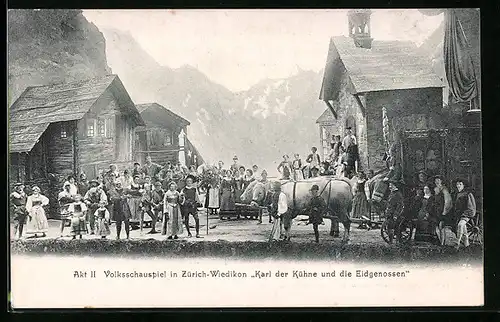 AK Zürich-Wiedikon, Volksschauspiel Karl der Kühne und die Eidgenossen
