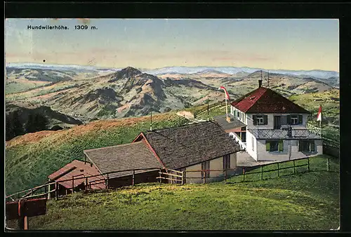 AK Hundwil, Berghütte auf der Hundwilerhütte, Panorama