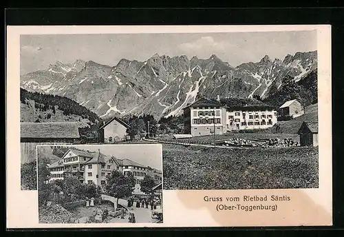 AK Rietbad /Toggenburg, Hotels im Ort, Panorama