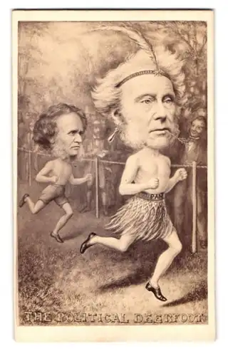 Fotografie Poulton, London, Premierminister Lord Palmerston und 14. Earl of Derby, The Political Deerfoot, als Karikatur