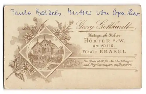 Fotografie Georg Gotthardt, Höxter a .W., am Wall 5, Ansicht Höxter a. W., Ateliersgebäude im Passepartout