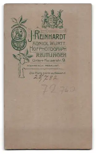 Fotografie J. Reinhardt, Reutlingen, junge Frau im Trachtenkleid Württemberg, Handkoloriert