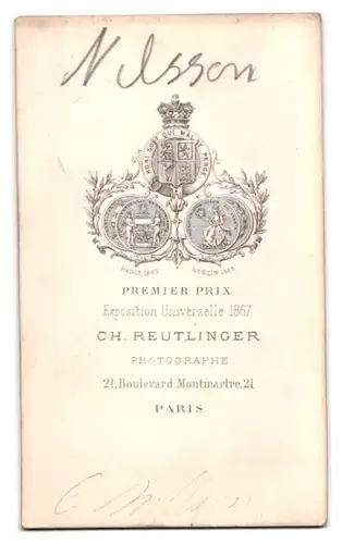 Fotografie Ch. Reutlinger, Paris, Portrait Christine Nilsson, Schwedische Opernsängerin