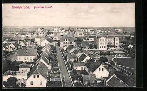 AK Wangeroog, Gesamtansicht der Ortes mit Meer